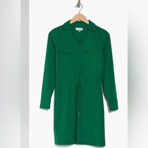 Green long sleeved shirt dress